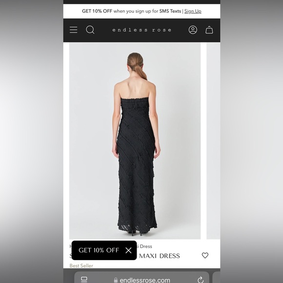 NWT endless rose STRAPLESS RUFFLED MAXI DRESS - Picture 4 of 6